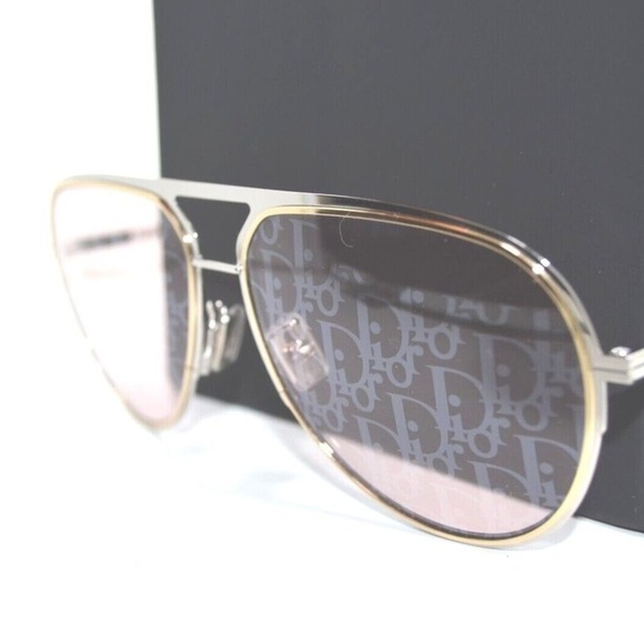 Authentic Christian Dior Oblique DiorEssential A2U Aviator Sunglass Pink Silver - Picture 5 of 15
